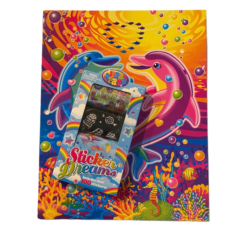 Lisa frank dancing dolphins folder and sticker strip pack of three